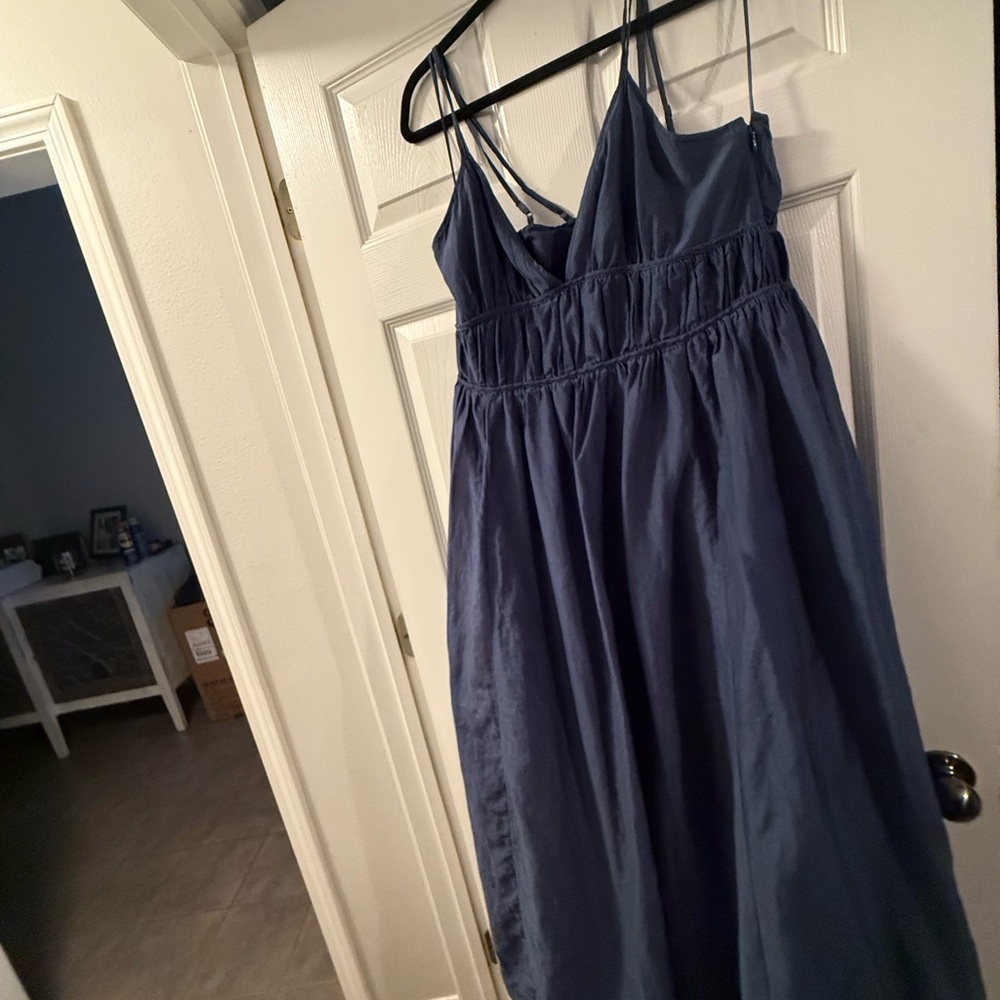 Banana Republic Blue Ruched Maxi Sundress